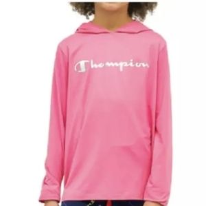Champion Girls Hoodie Youth 14/16 Pink Logo Athletic Pullover